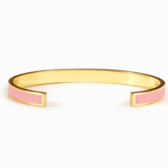 ✨Gold Trim Cuff Classic Square Enamel Pink Waterproof Bracelet - Picture 2 of 4